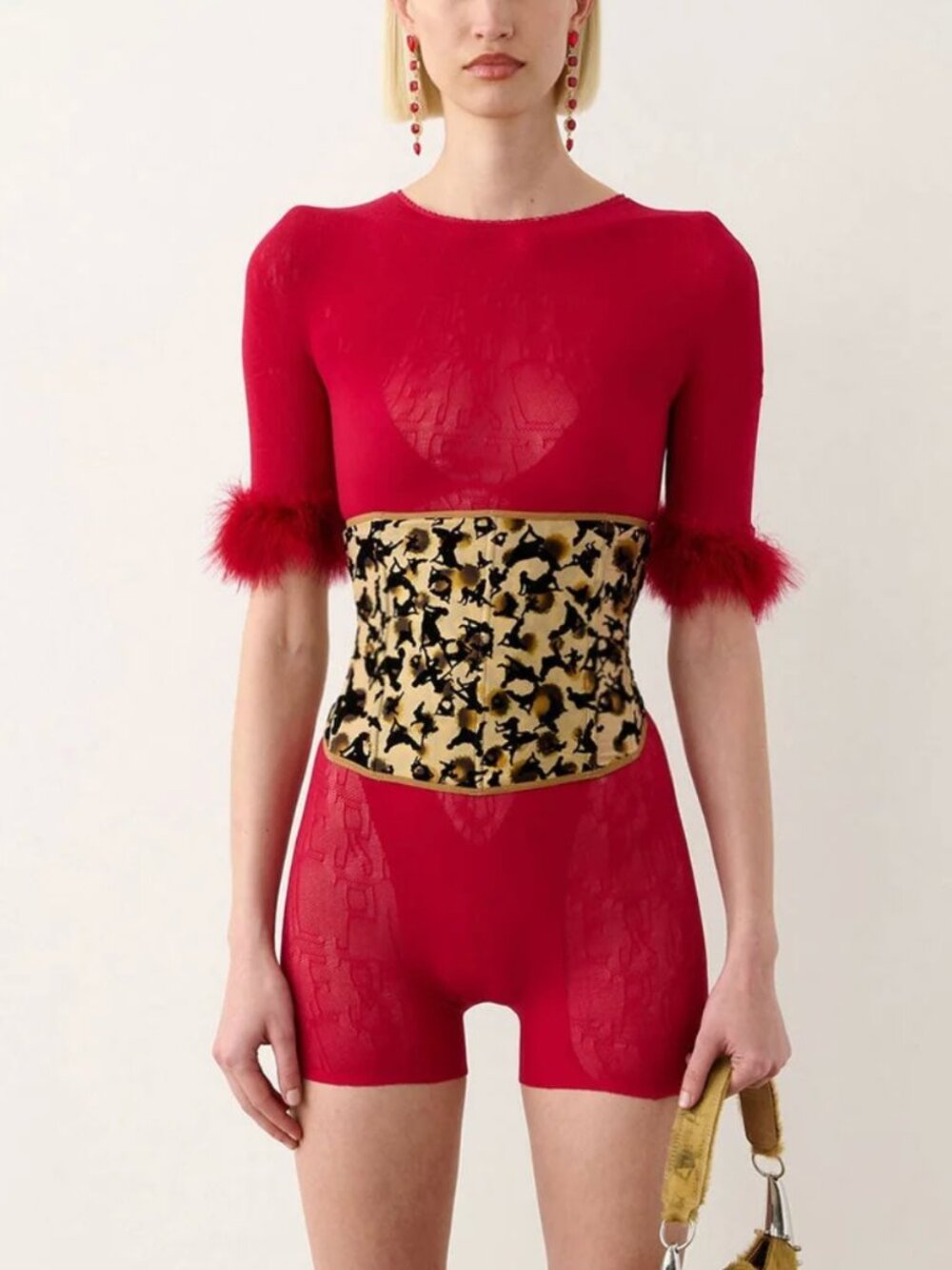 NEW Poster Girl Waist Trainer Beige Leopard Print Underbust Corset Bustier LARGE